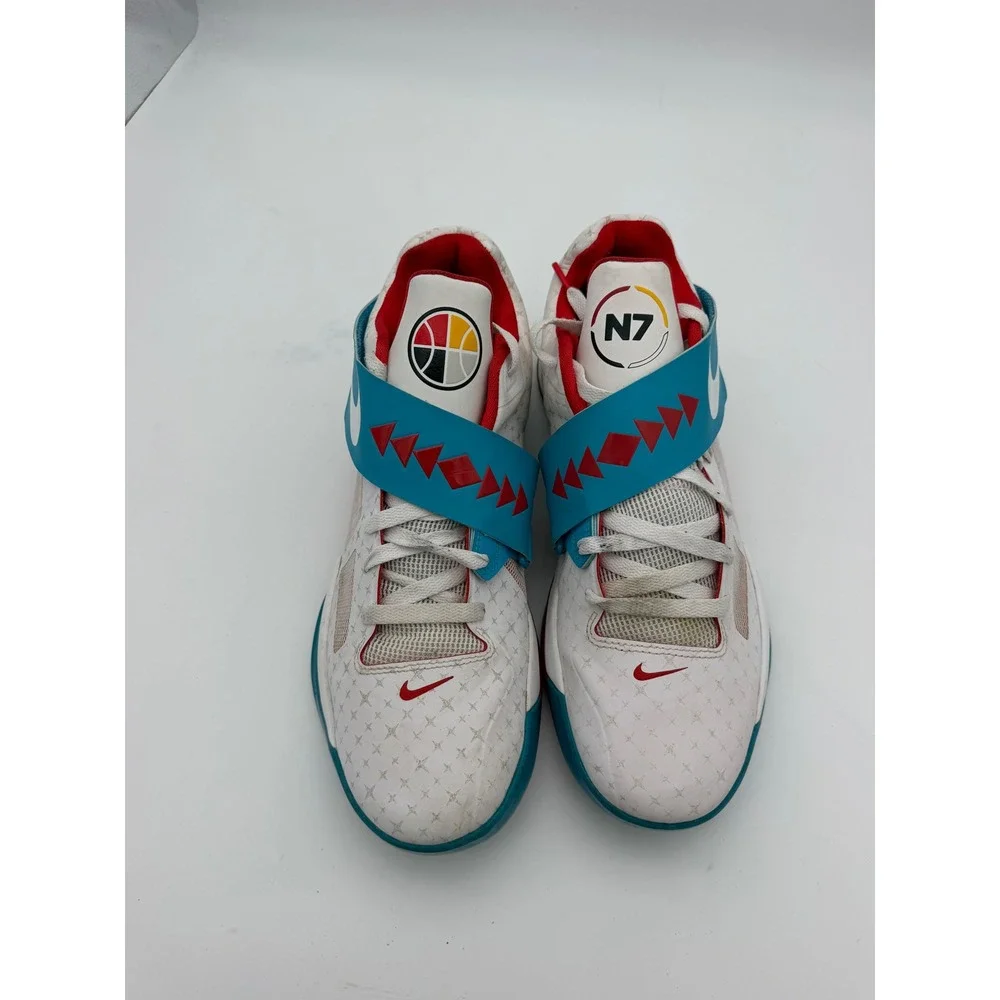 Nike KD 4 N7 Home White Dark Turquoise Red Basketball Shoes 519567-146 Mens 12
